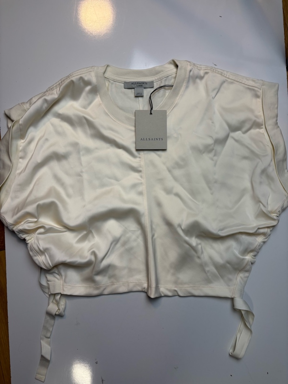 Allsaints Mira Satin tofu white tee